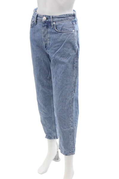 Rag & Bone Unisex Light Blue Cropped Straight Jeans Cotton High Rise Size 25