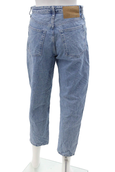 Rag & Bone Unisex Light Blue Cropped Straight Jeans Cotton High Rise Size 25