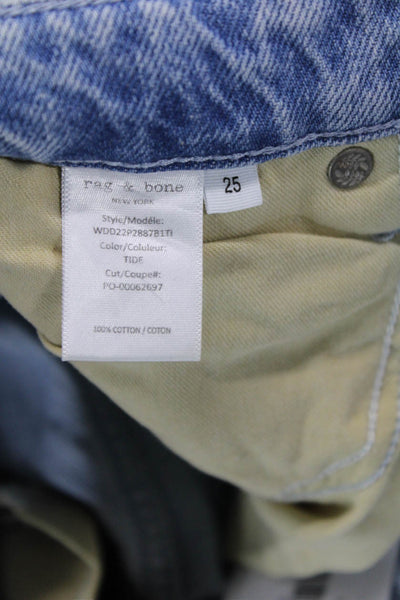 Rag & Bone Unisex Light Blue Cropped Straight Jeans Cotton High Rise Size 25