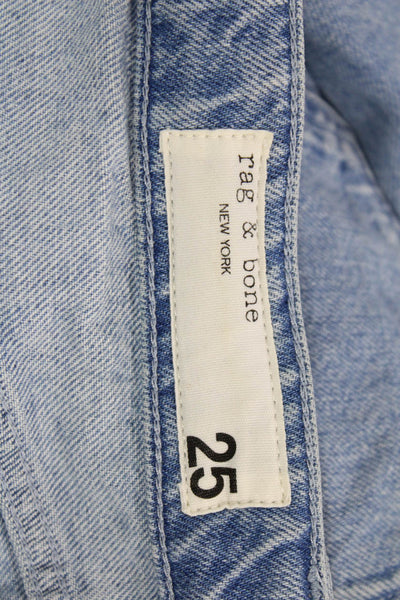 Rag & Bone Unisex Light Blue Cropped Straight Jeans Cotton High Rise Size 25