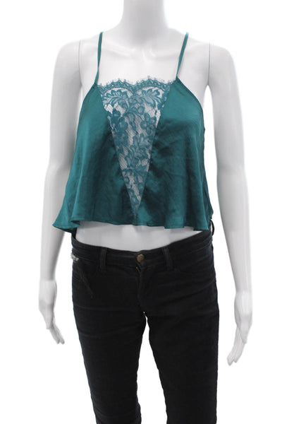 Intimately Free People Women Cropped Camisole V-Neck Green Petite Boho Size XS