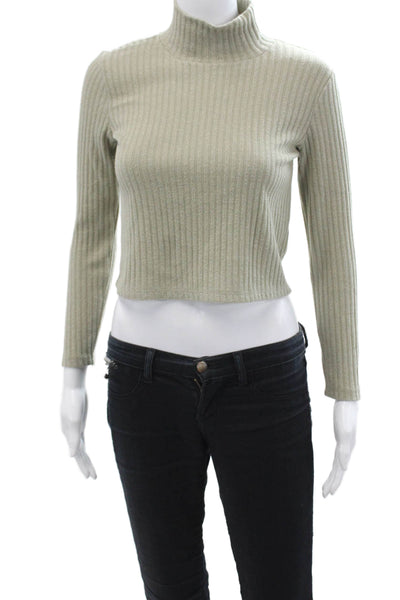 Wilfred Free Unisex Striped Mock Neck Pullover Sweater Beige Cotton Size S