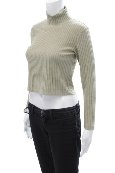 Wilfred Free Unisex Striped Mock Neck Pullover Sweater Beige Cotton Size S