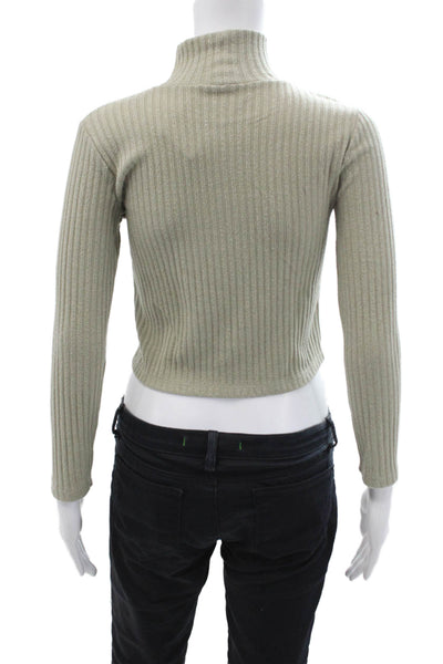 Wilfred Free Unisex Striped Mock Neck Pullover Sweater Beige Cotton Size S