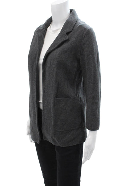 Quince Women Coatigan Dark Gray 100% Organic Cotton Collared 3/4 Sleeve Size S