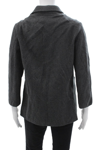 Quince Women Coatigan Dark Gray 100% Organic Cotton Collared 3/4 Sleeve Size S