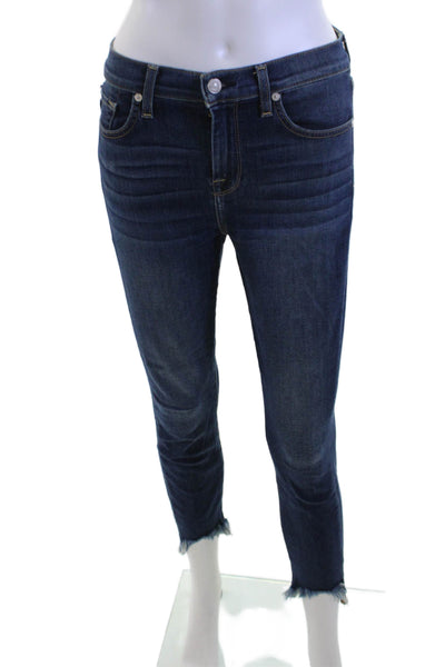 7 For All Mankind Women Dark Blue Wash Ankle Skinny Jeans Size 26
