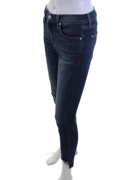 7 For All Mankind Women Dark Blue Wash Ankle Skinny Jeans Size 26