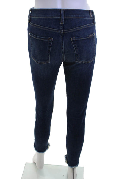 7 For All Mankind Women Dark Blue Wash Ankle Skinny Jeans Size 26
