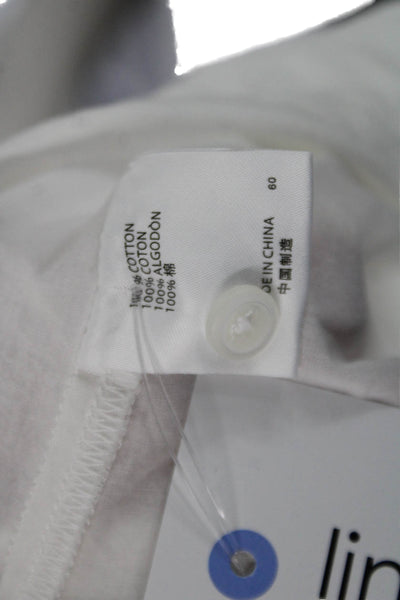 Brandy Melville Women White Cotton V-Neck 3/4 Sleeve Button-Up Blouse Size S