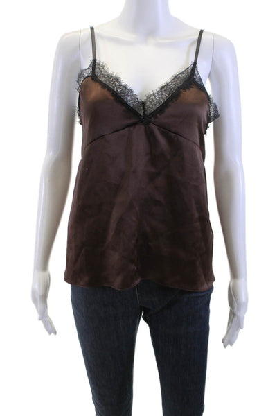 Zara Women Sleeveless V-Neck Brown Polyester Top Size M