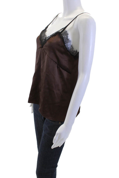 Zara Women Sleeveless V-Neck Brown Polyester Top Size M