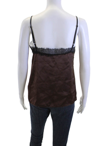 Zara Women Sleeveless V-Neck Brown Polyester Top Size M
