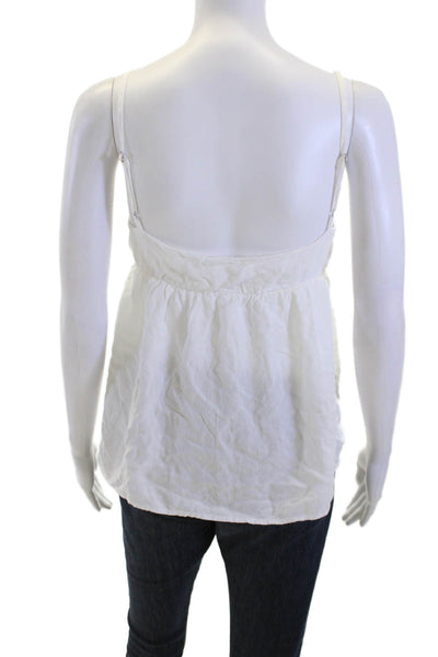Brandy Melville Women White V-Neck Viscose Camisole Sleeveless Bohemian Size S