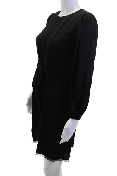 Velvet Women Shift Dress Black Long Sleeve Viscose Size XS