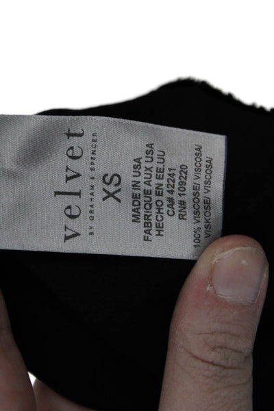 Velvet Women Shift Dress Black Long Sleeve Viscose Size XS