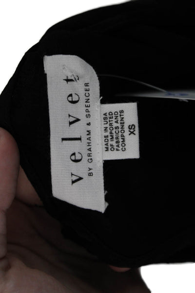 Velvet Women Shift Dress Black Long Sleeve Viscose Size XS
