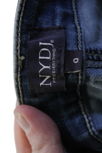 NYDJ Women Wide-Leg Blue Jeans Mid Rise Petite Size 0