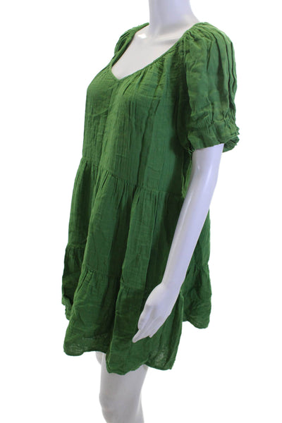 Velvet by Graham & Spencer Women Green Trapeze Dress V-Neck Size XS