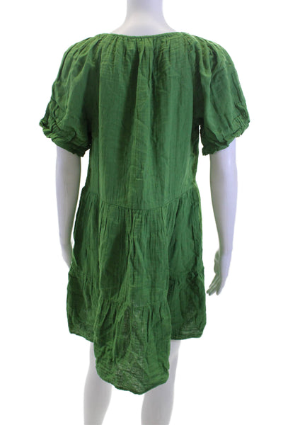 Velvet by Graham & Spencer Women Green Trapeze Dress V-Neck Size XS