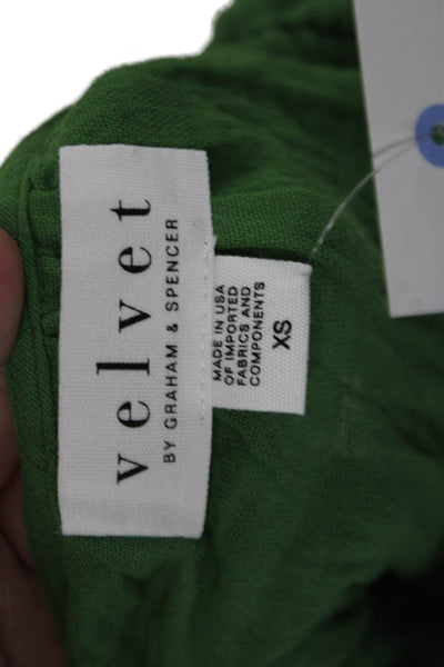 Velvet by Graham & Spencer Women Green Trapeze Dress V-Neck Size XS