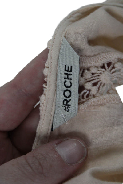 St. Roche, Women, Beige Fit & Flare Sundress V-Neck Lace Cotton Size 0