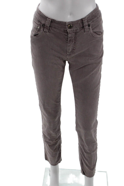 Brunello Cucinelli Women Gray Cropped Ankle Pants Mid Rise Button Size 2