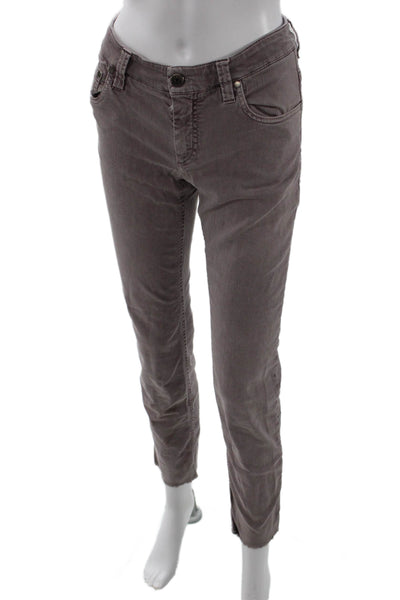 Brunello Cucinelli Women Gray Cropped Ankle Pants Mid Rise Button Size 2