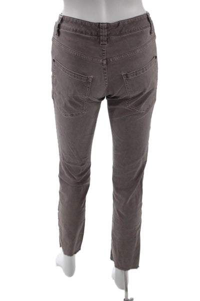 Brunello Cucinelli Women Gray Cropped Ankle Pants Mid Rise Button Size 2