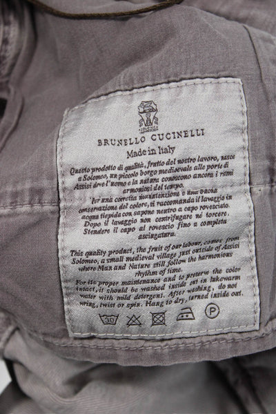 Brunello Cucinelli Women Gray Cropped Ankle Pants Mid Rise Button Size 2