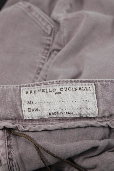 Brunello Cucinelli Women Gray Cropped Ankle Pants Mid Rise Button Size 2
