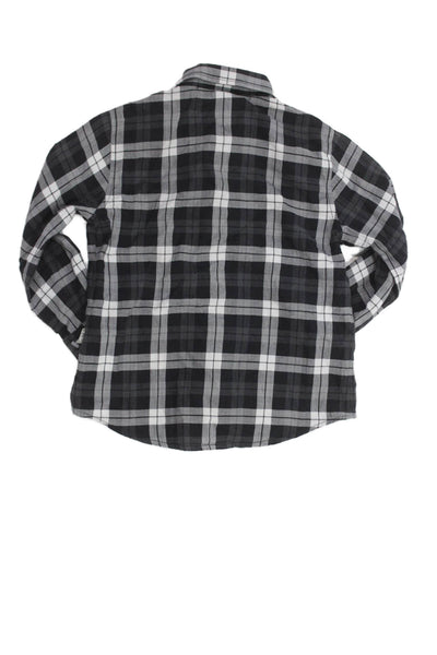 Il Gufo Boys Cotton Collared Plaid Print Button Down Shirt Black Size 3T