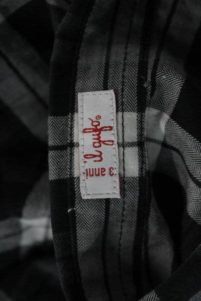 Il Gufo Boys Cotton Collared Plaid Print Button Down Shirt Black Size 3T