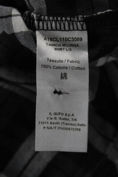 Il Gufo Boys Cotton Collared Plaid Print Button Down Shirt Black Size 3T