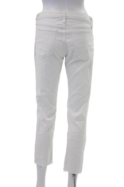 Rag & Bone Womens Cropped Boyfriend Jeans White Mid Rise Inseam 25 Size 26