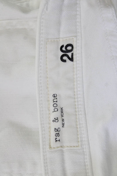 Rag & Bone Womens Cropped Boyfriend Jeans White Mid Rise Inseam 25 Size 26