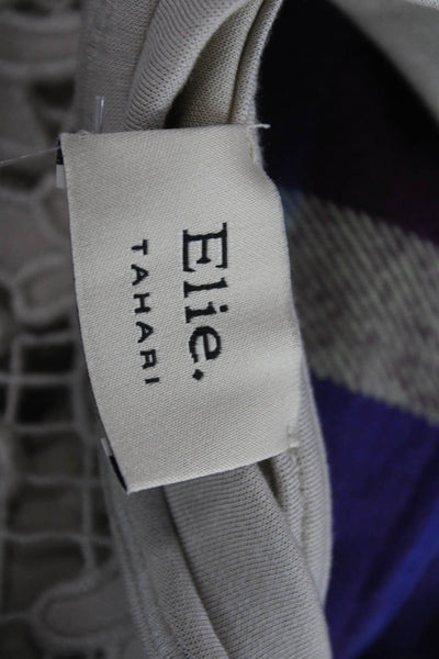Elie Tahari Women Basic Beige Short Sleeve Crew Neck T-Shirt Size M