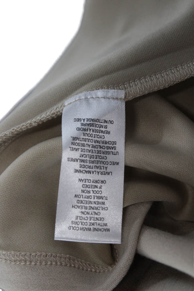 Elie Tahari Women Basic Beige Short Sleeve Crew Neck T-Shirt Size M