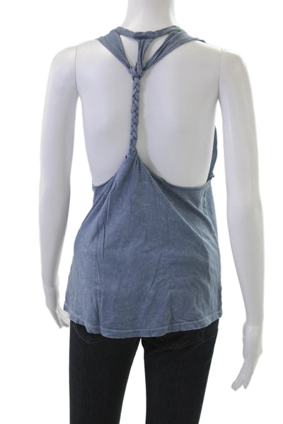 Soul Cycle Women Blue Graphic Bohemian Basic Tank Round Neck Size S