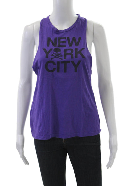 Soul Cycle Women Purple Graphic Cotton Crew Neck Tank Size S