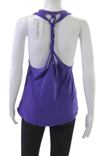 Soul Cycle Women Purple Graphic Cotton Crew Neck Tank Size S