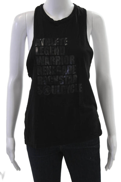 Soul Cycle Women Black Cotton Graphic Tank Sleeveless Round Neck Sports Size S