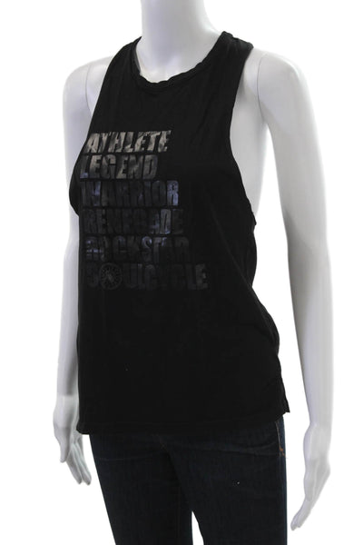 Soul Cycle Women Black Cotton Graphic Tank Sleeveless Round Neck Sports Size S