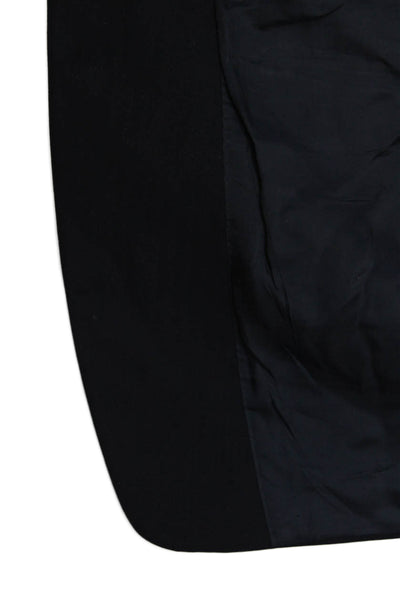 Hart Schaffner Marx Men Wool Blazer Dark Blue Solid Collared Size 42