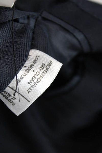 Hart Schaffner Marx Men Wool Blazer Dark Blue Solid Collared Size 42