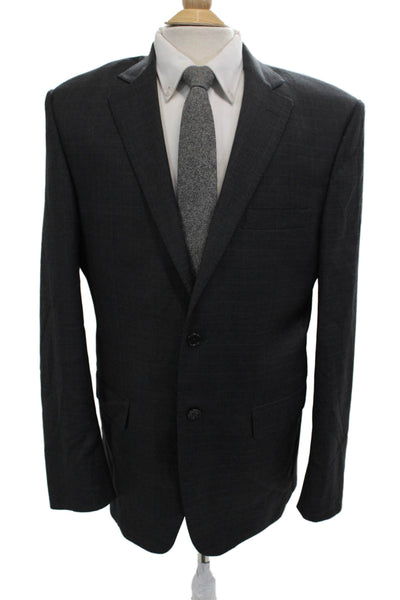 Pronto Uomo Men Dark Gray 100% Wool Check Suit Jacket Size 42