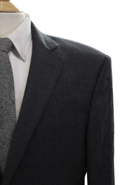 Pronto Uomo Men Dark Gray 100% Wool Check Suit Jacket Size 42