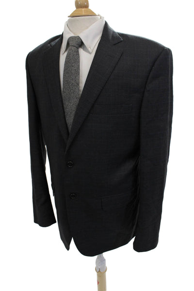 Pronto Uomo Men Dark Gray 100% Wool Check Suit Jacket Size 42