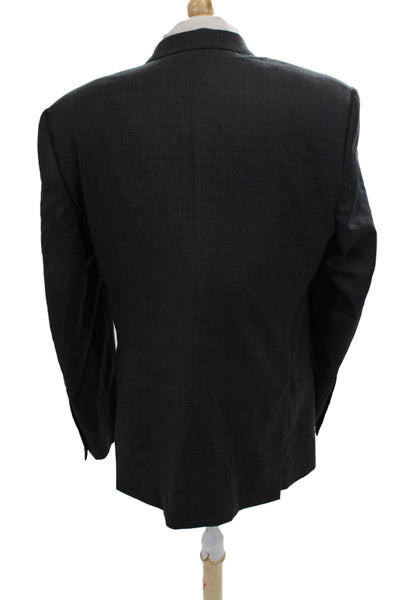 Pronto Uomo Men Dark Gray 100% Wool Check Suit Jacket Size 42