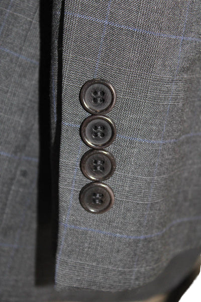 Pronto Uomo Men Dark Gray 100% Wool Check Suit Jacket Size 42
